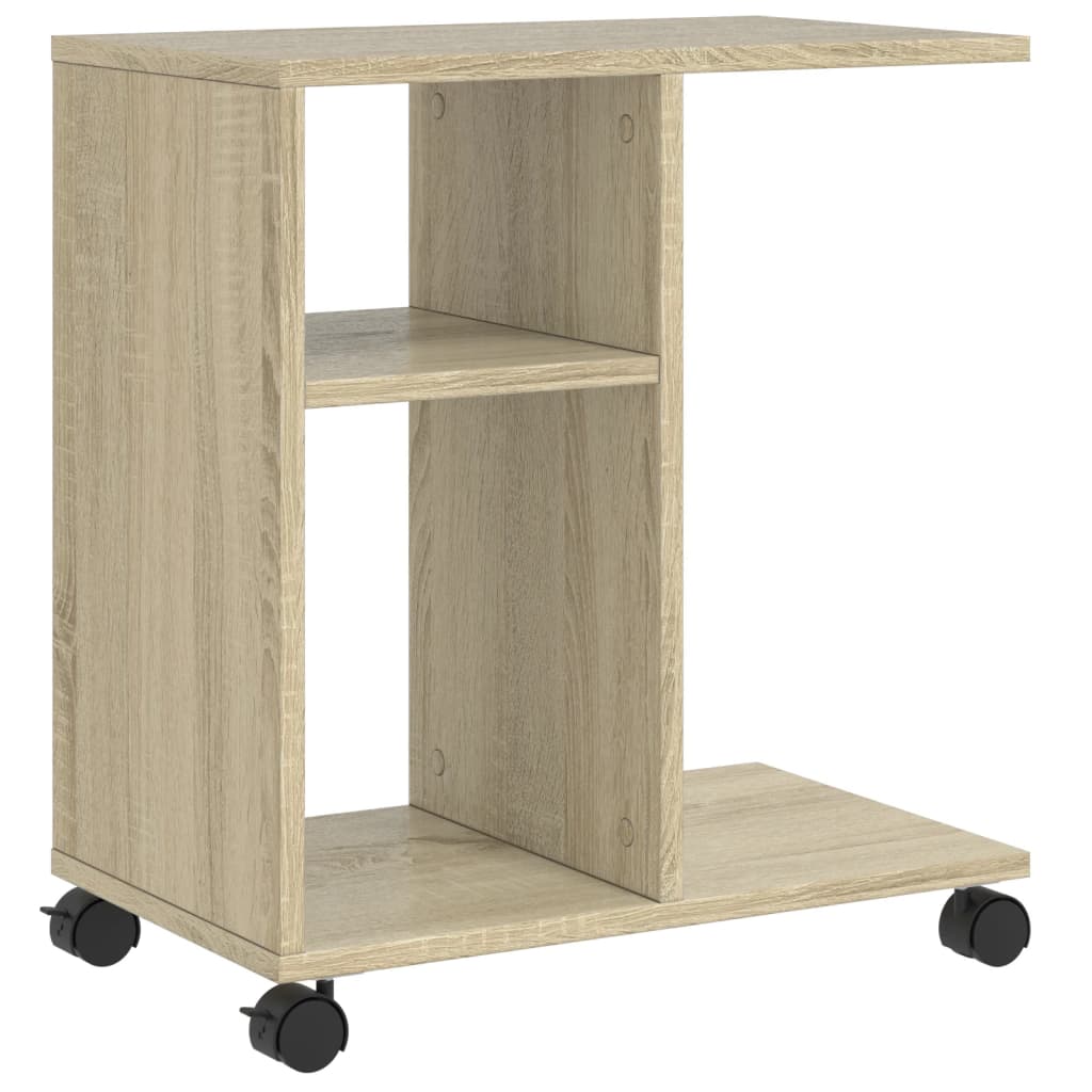 Side Table with Wheels Sonoma Oak 50x30x55 cm Engineered Wood
